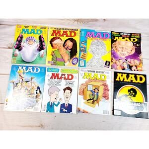 Vintage Lot of 8 Mad Magazines 1993 & 1994 Beavis & Butthead Clintstones & More